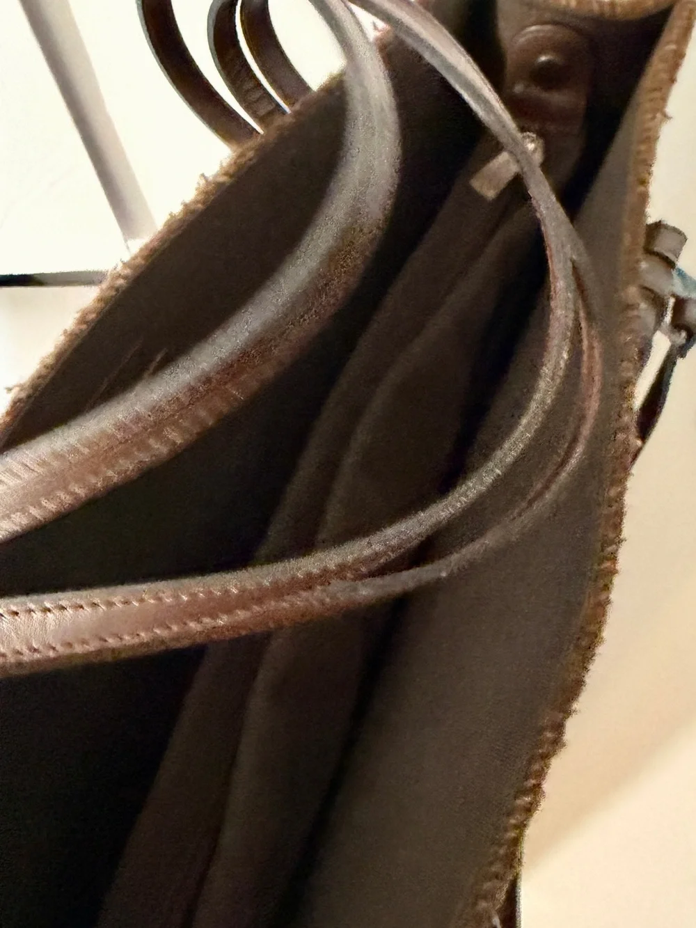CHANEL Brown Shearling Shoulder Tote with Leather Straps